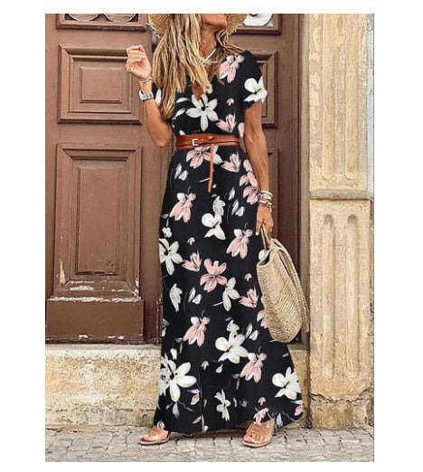 Susan Robe Fleurie Femme – Elegant kjole med V-hals i polyester med komfortabel pasform og smart stil