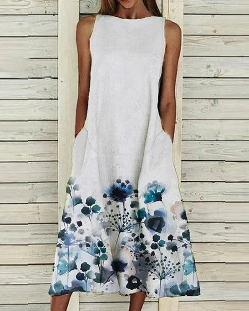Abito estivo da donna Alexandra - Abito midi floreale leggero ed elegante per le giornate di sole