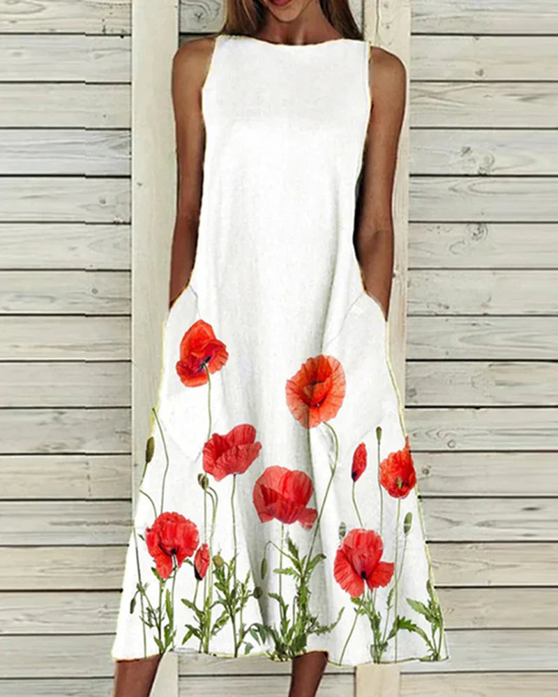 Abito estivo da donna Alexandra - Abito midi floreale leggero ed elegante per le giornate di sole