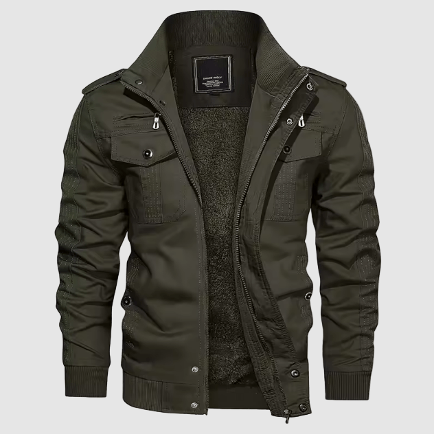 Aiden Blouson Aviateur Herre – Varm Pilotjakke med Fleecefor og Høj Krave