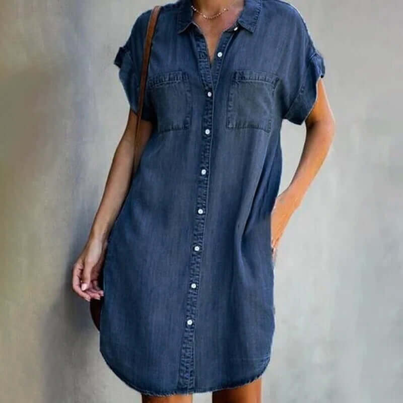 Abito camicia da donna Clara - Abito estivo leggero con abbottonatura e taglio femminile