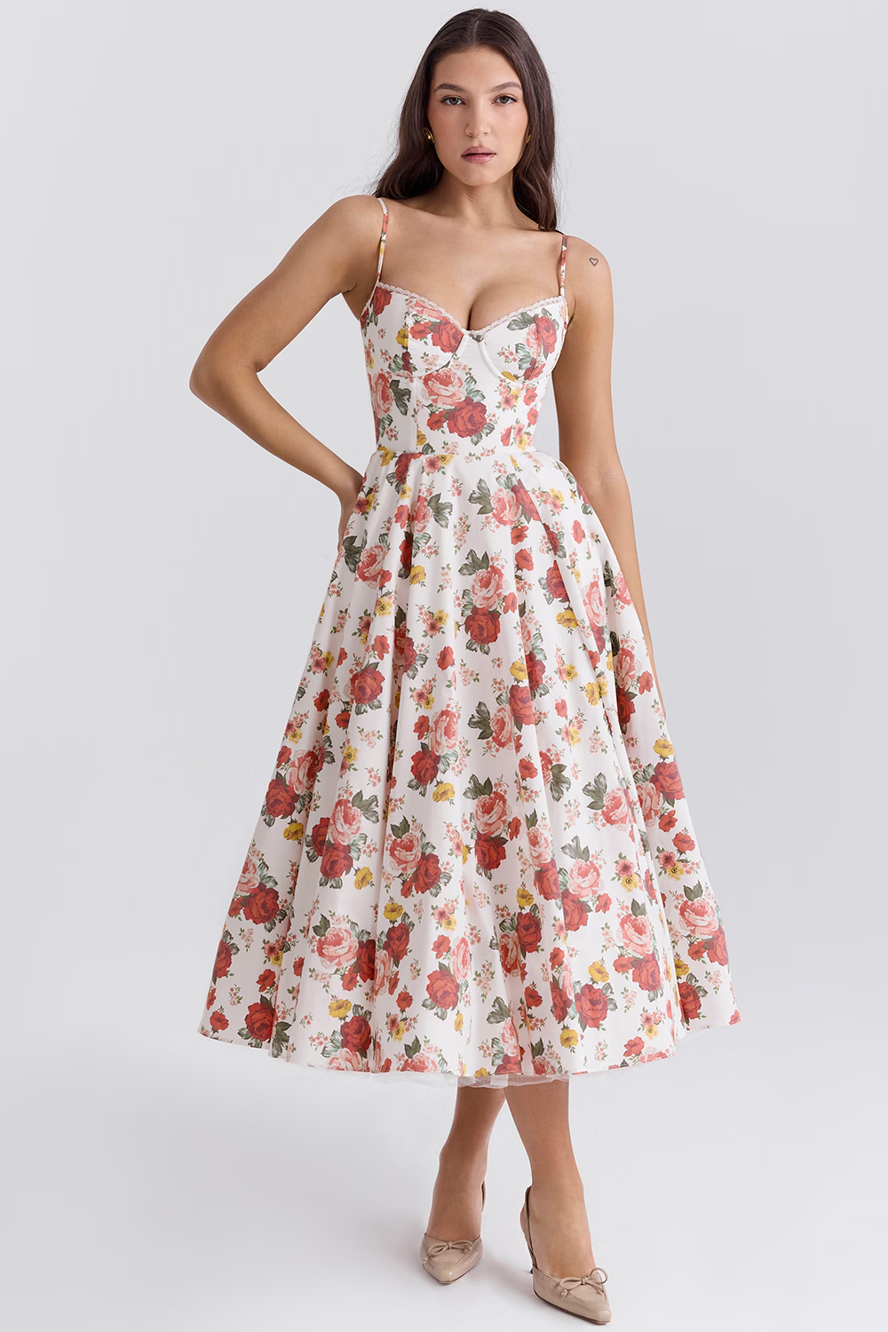 Dawn Robe Midi Femme – Elegante vestido de tul con tirantes ajustables y corte cómodo