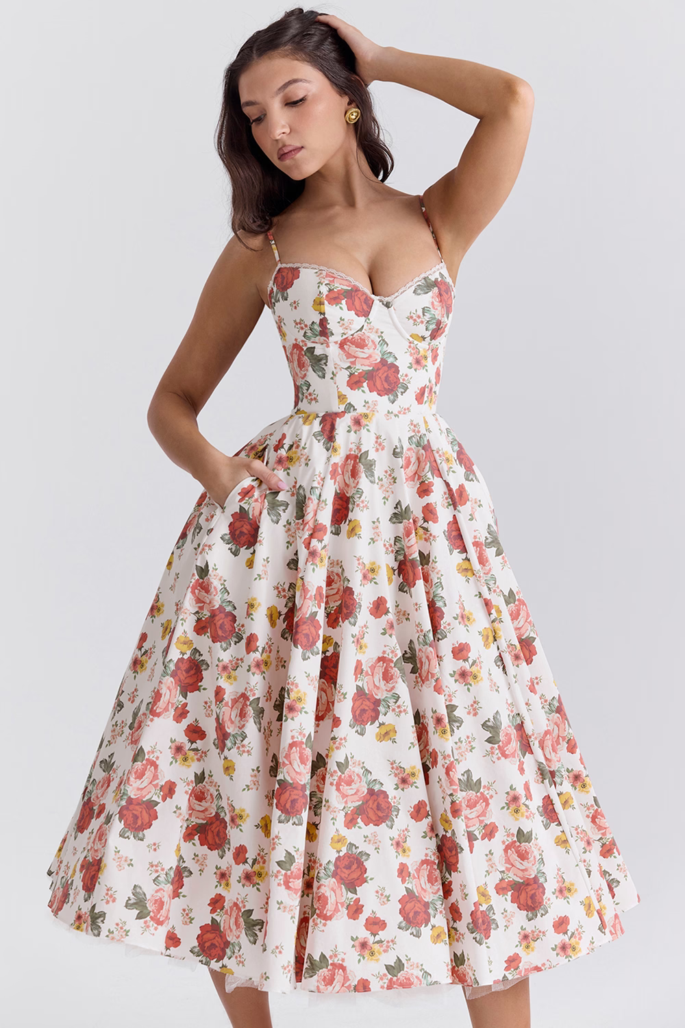 Dawn Robe Midi Femme – Elegante vestido de tul con tirantes ajustables y corte cómodo
