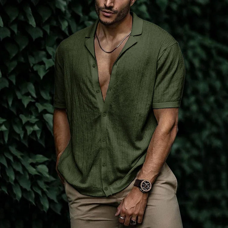 Leandro Chemise Homme Été – Chemise en Lin Respirante à Coupe Flatteuse pour Look Décontracté