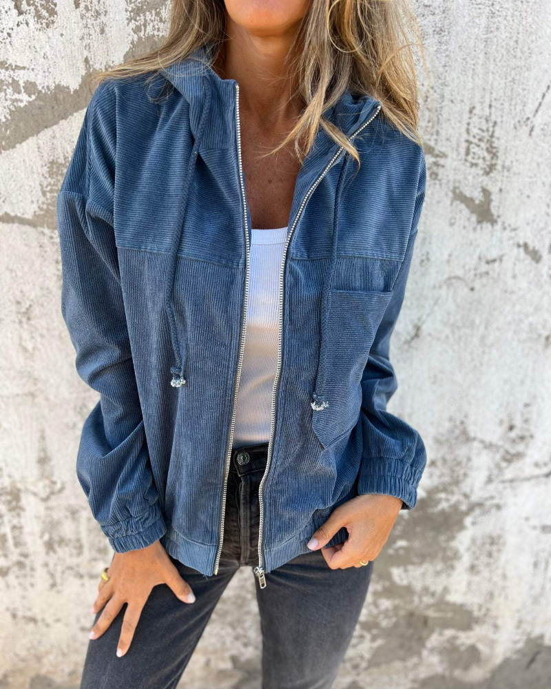 Veste Zippée en Velours Danna Femme – Teplá, Stylová a Pohodlná s Kapucí