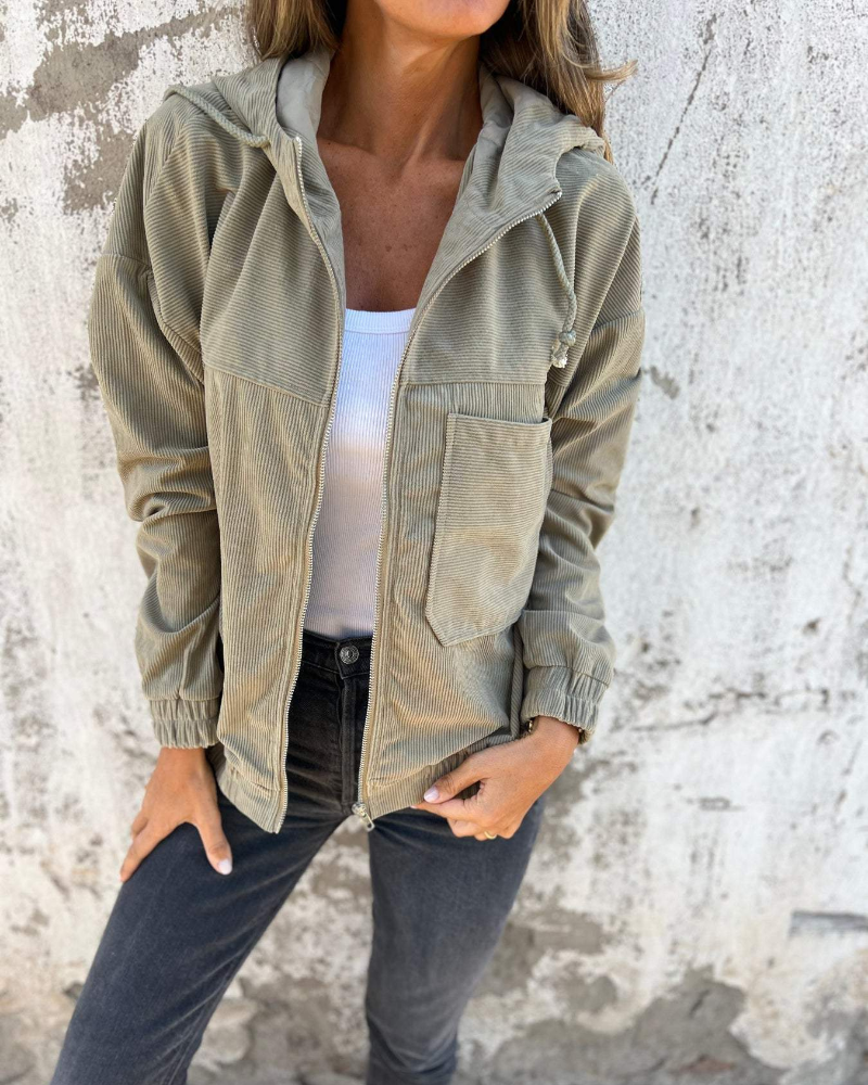 Veste Zippée en Velours Danna Femme – Teplá, Stylová a Pohodlná s Kapucí