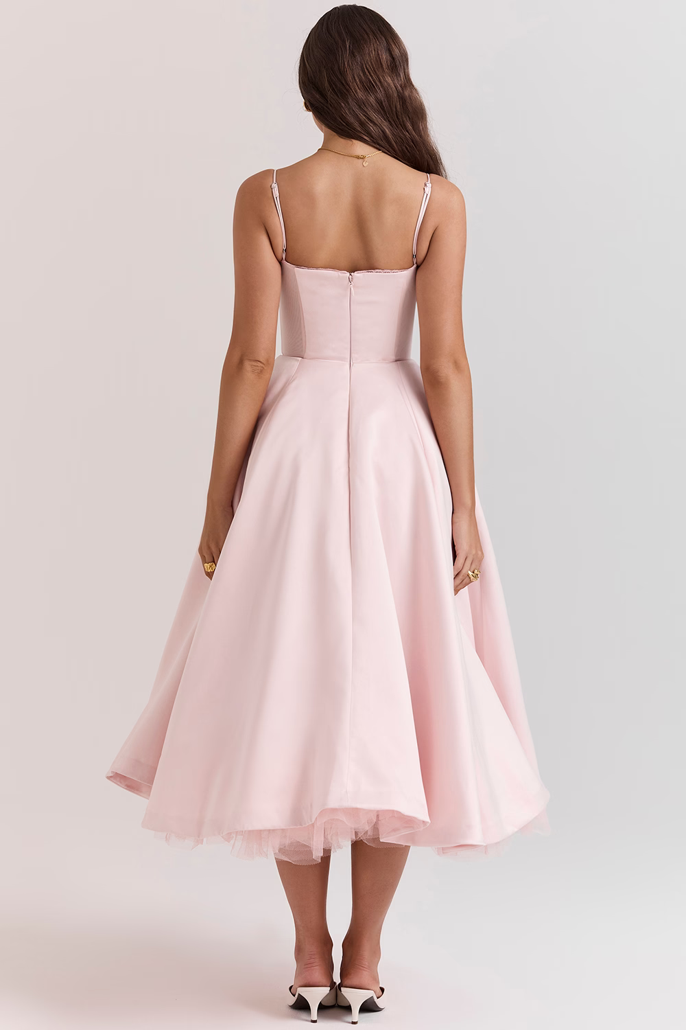 Dawn Robe Midi Femme – Elegante vestido de tul con tirantes ajustables y corte cómodo