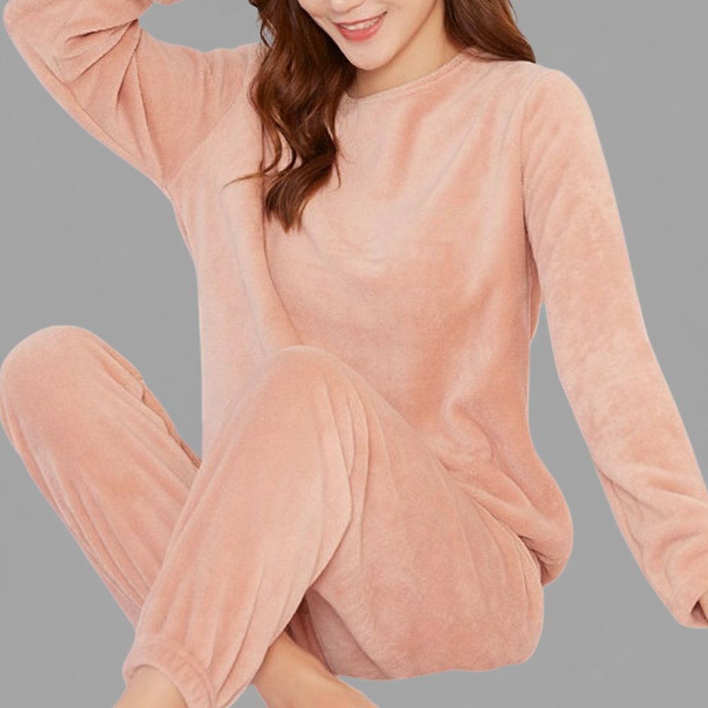Alisson Ensemble Velours Femme – Tenue Doublée Douce à Manches Longues & Poignets Élastiques
