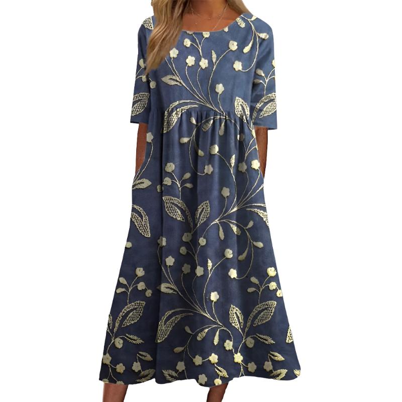 Joelle Midi Haljina za Žene – Cvjetni Uzorak, Lagani Materijal, Udoban Krojač i Elegantni Ljetni Stil
