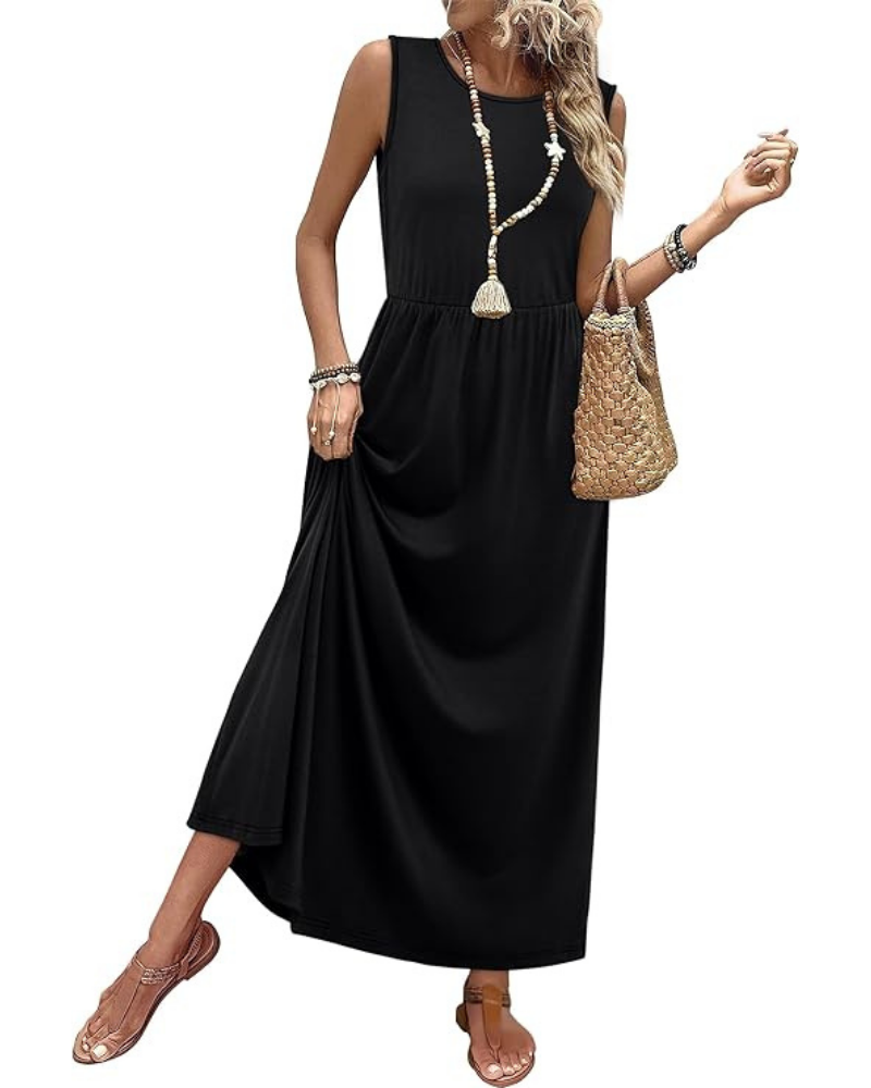 Tansy Long Dress for Women – A-Line Cut, Sleeveless & Pockets Summer 2026