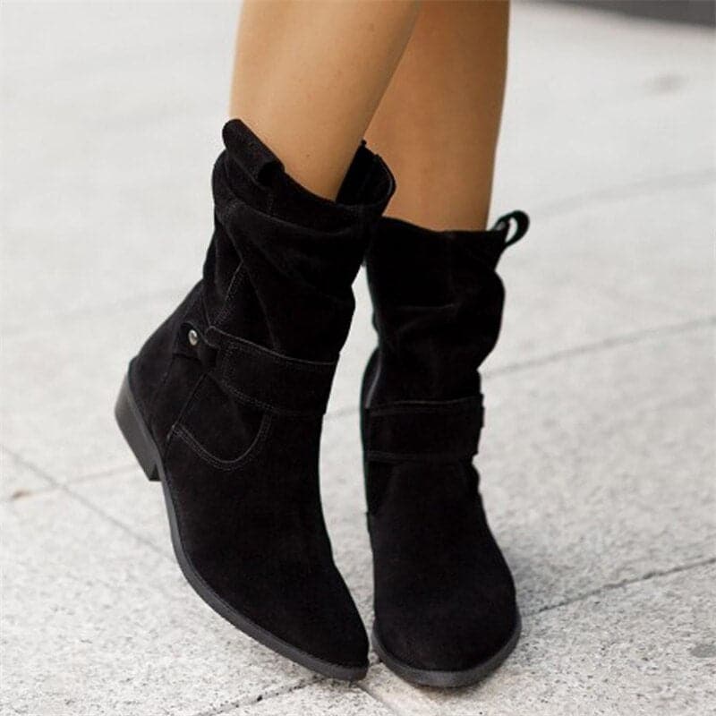 Melanie Bottines Femme en Daim – Bottines Élégantes Confortables avec Talon Bloc Moderne