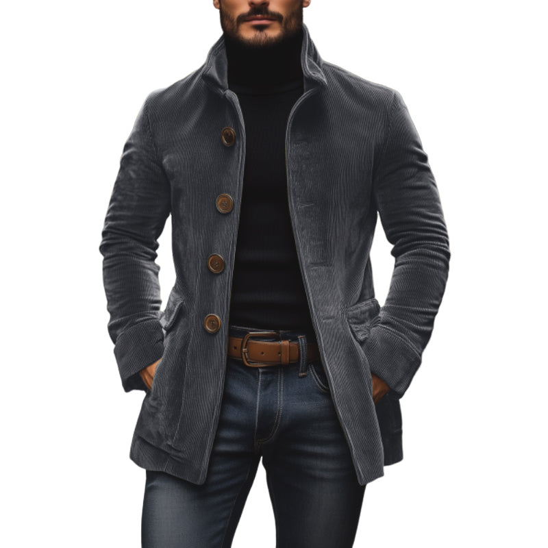 Emerson Manteau Homme Velours Côtelé – Coupe Slim avec Col Montant & Poches Latérales Élégantes