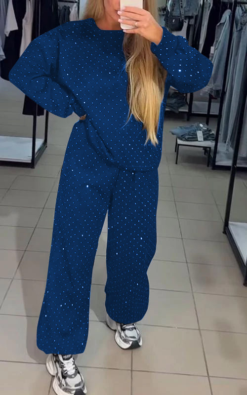 Aria Ensemble Loungewear Femme – Tenue Confortable avec Détails Strass & Coupe Relaxed