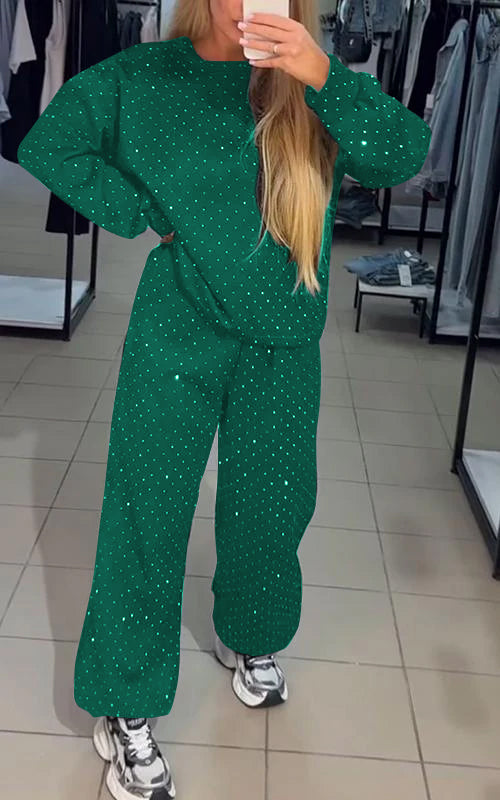 Aria Ensemble Loungewear Femme – Tenue Confortable avec Détails Strass & Coupe Relaxed