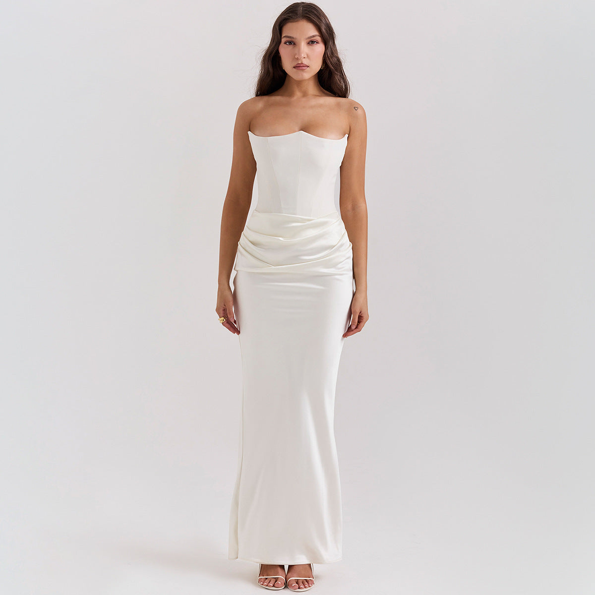 Katie Evening Dress Woman – Long Strapless Dress with Open Back & Elegant Fitted Cut
