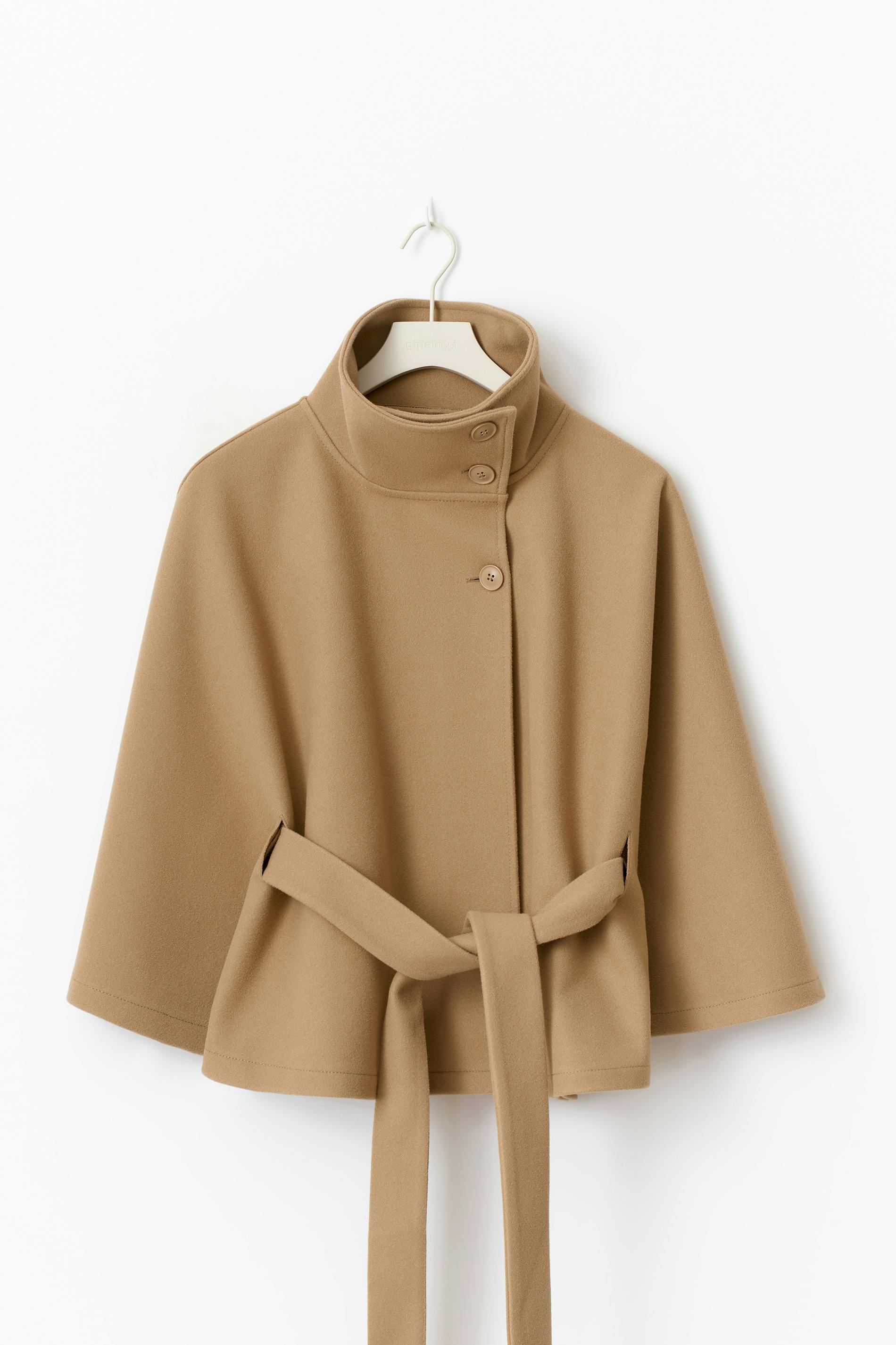 Ivanna Manteau Lana Mujer – Cuello Alto Elegante con Cinturón Desmontable y Corte Casual