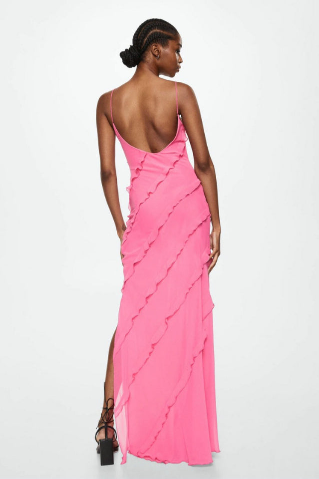 Robe Longue Femme Ashtine – Leichtes Sommerkleid mit Volants und mehrlagigem Rock & Strandlook