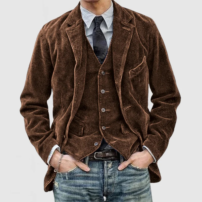 James Blazer Herre i Fløyel med Ribb – Elegant, Varm & Allsidig med Moderne Vest