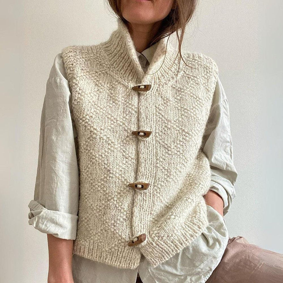 Emma prsluk za žene s gumbima – elegantni pletivo od mekog pamuka u modernom šik stilu