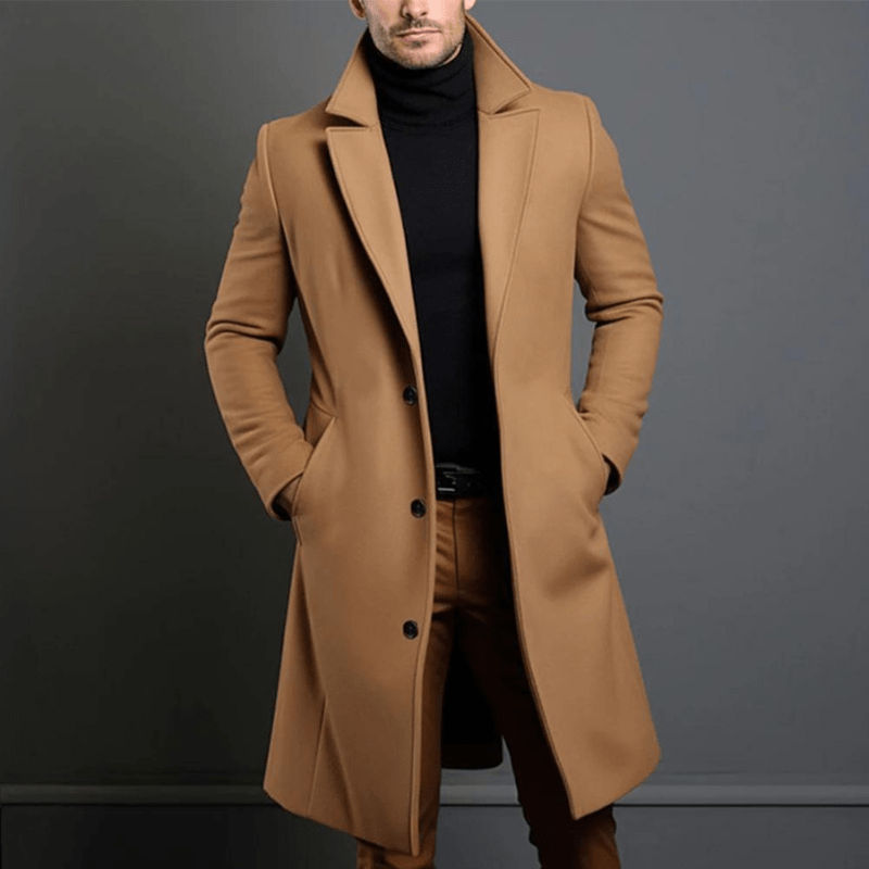 Edward Casaco de Inverno Comprido para Homem – Casaco Isolado Quente de Estilo Trincheira com Corte Clássico e Elegante