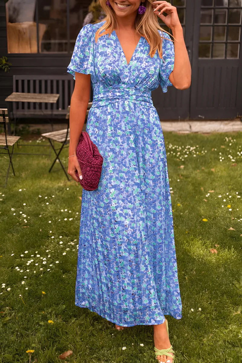 Elisa Jurk Fleurie Dames – Mouwloze Vloeiende Jurk met Getailleerde Taille voor Lente & Zomer