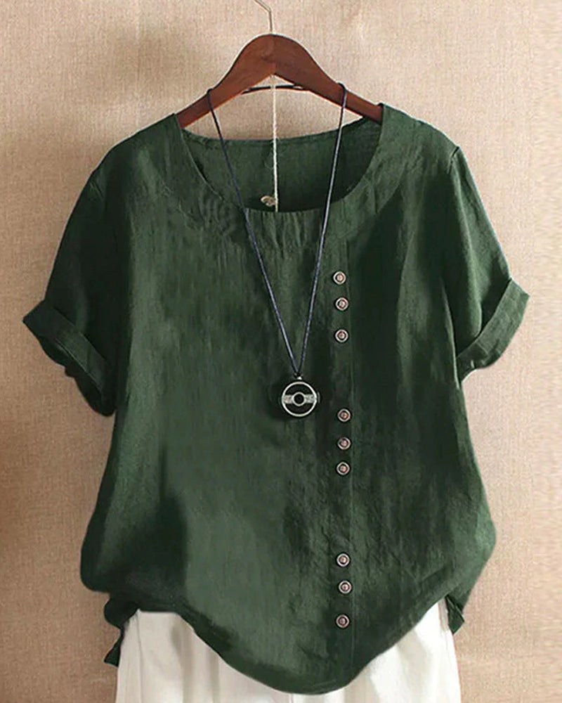 Bluza Lena Femme – Bluză ușoară din in cu nasturi și aspect natural