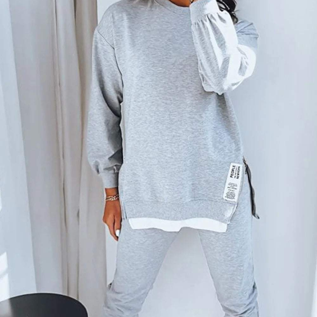 Aisha Ensemble Femme – Trening Confortabil cu Bluza cu Mâneci Lungi & Pantalon Ajustat