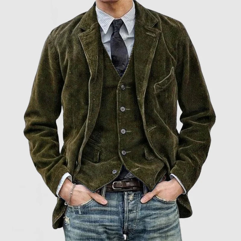 James Blazer Herre i Fløyel med Ribb – Elegant, Varm & Allsidig med Moderne Vest