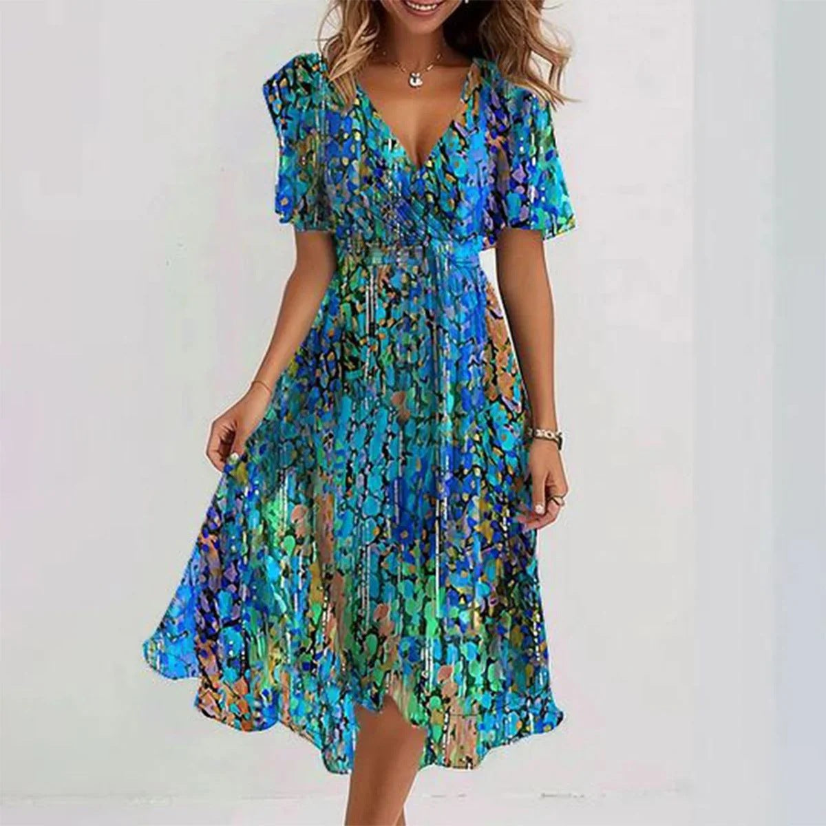 Vestido Mujer Clara – Elegante Vestido de Manga Corta con Corte Favorecedor y Diseño Atemporal