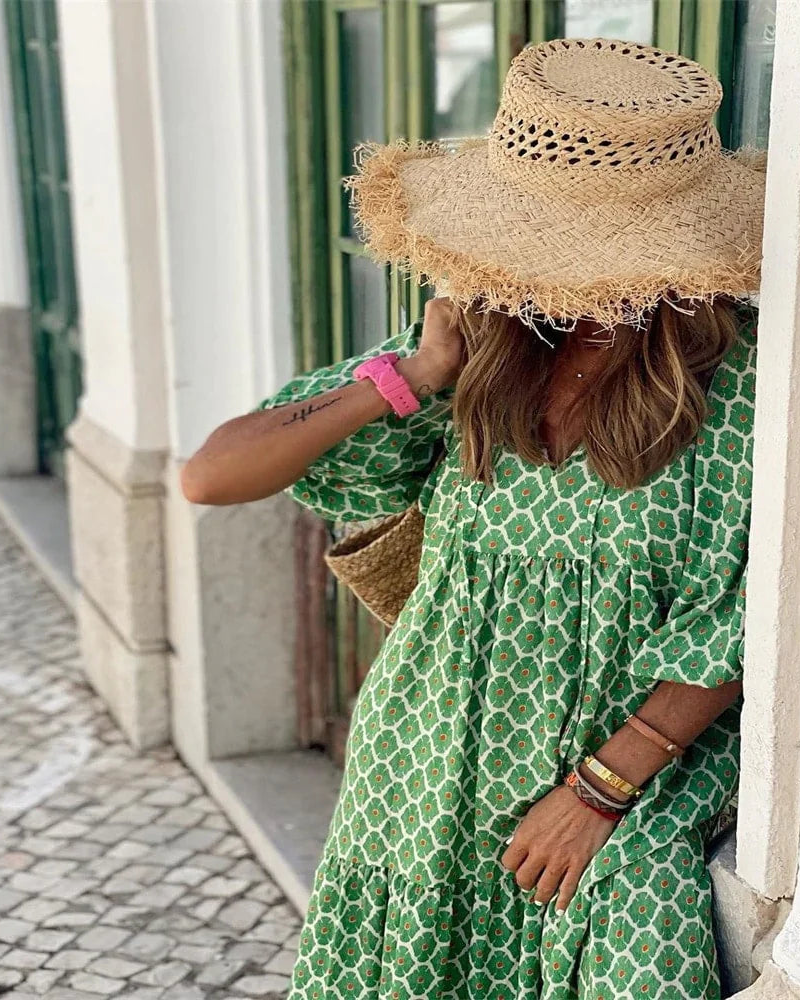 Robe Comprida Feminina Sandy – Estilo Versátil com Tecido Leve e Elegância Intemporal