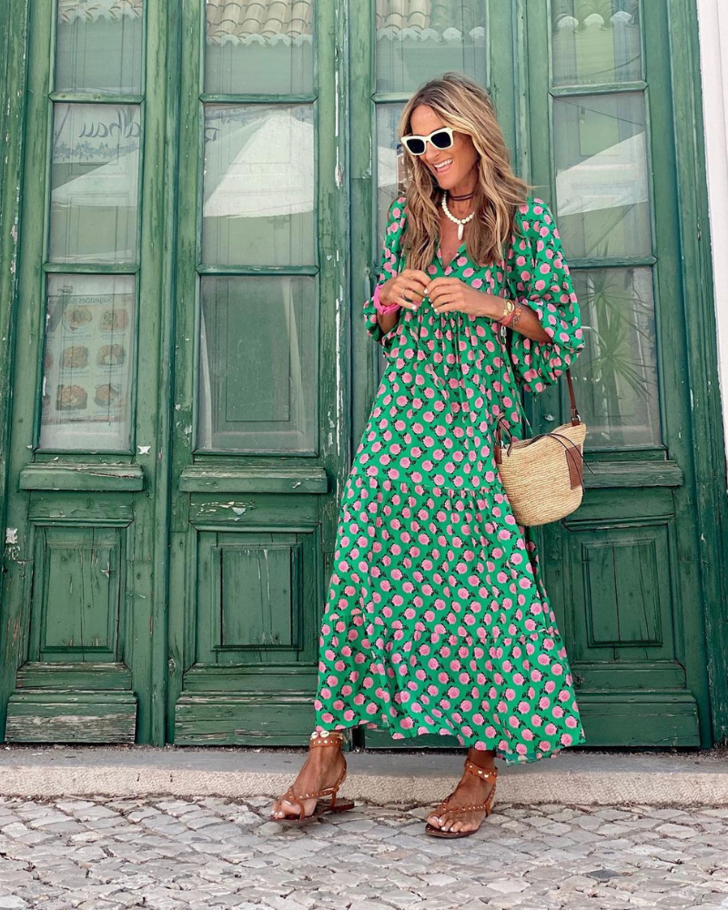 Robe Comprida Feminina Sandy – Estilo Versátil com Tecido Leve e Elegância Intemporal