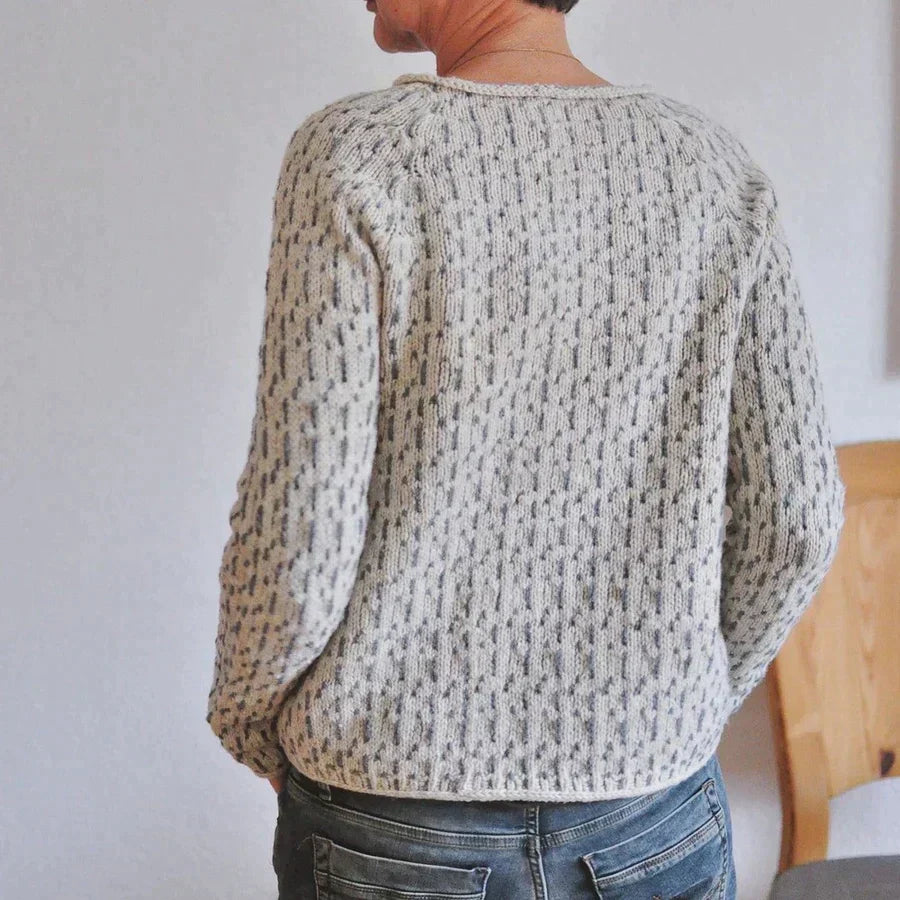 Samira Pull Femme – Eleganter grauer Pullover mit langen Ärmeln, schicker und bequemer Stil