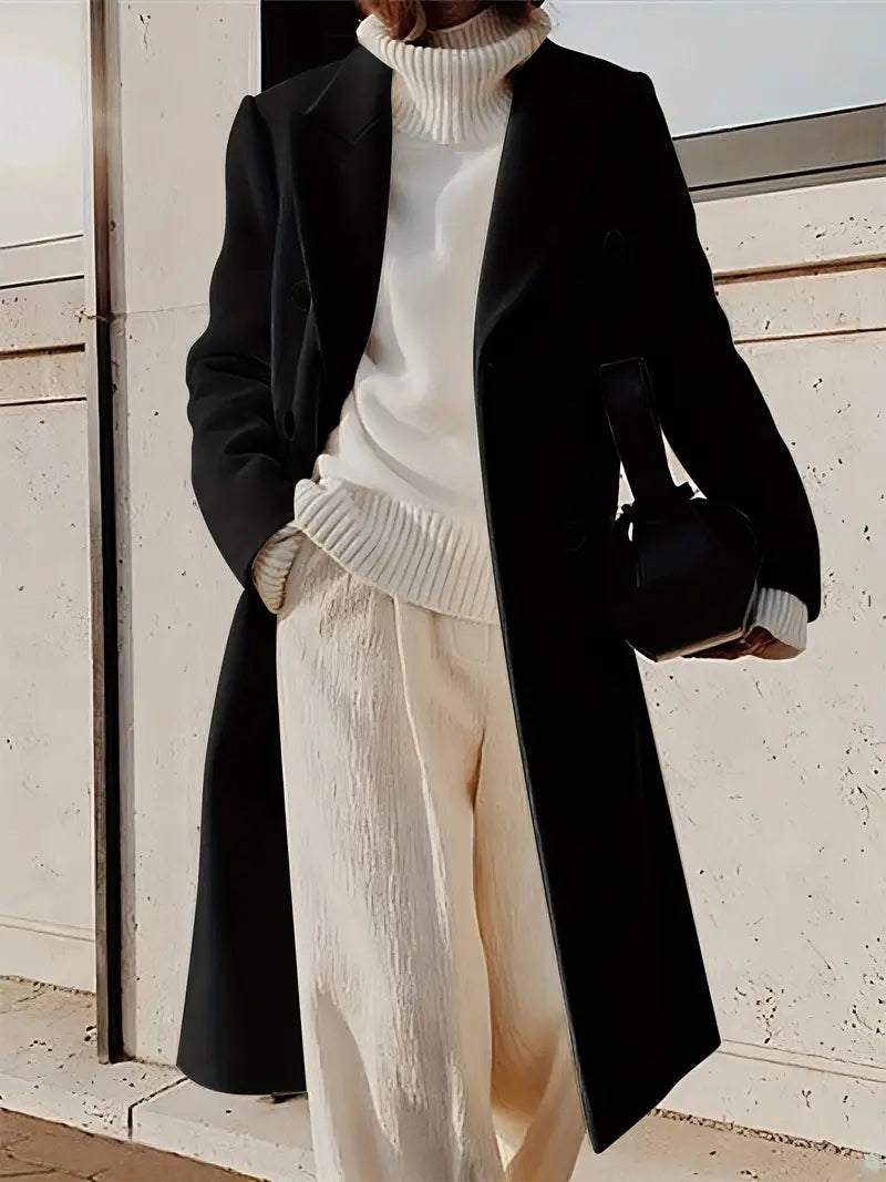 Mariana Manteau Longo Mulher – Gabardina Elegante em Caxemira com Corte Moderno e Intemporal