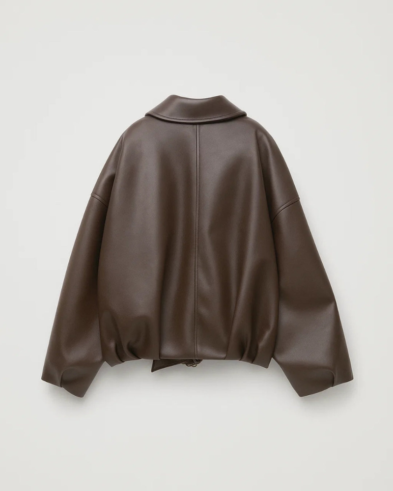 Nina Veste Oversize Dame – Glidelås foran, Innebygd belte og Moderne lærstil