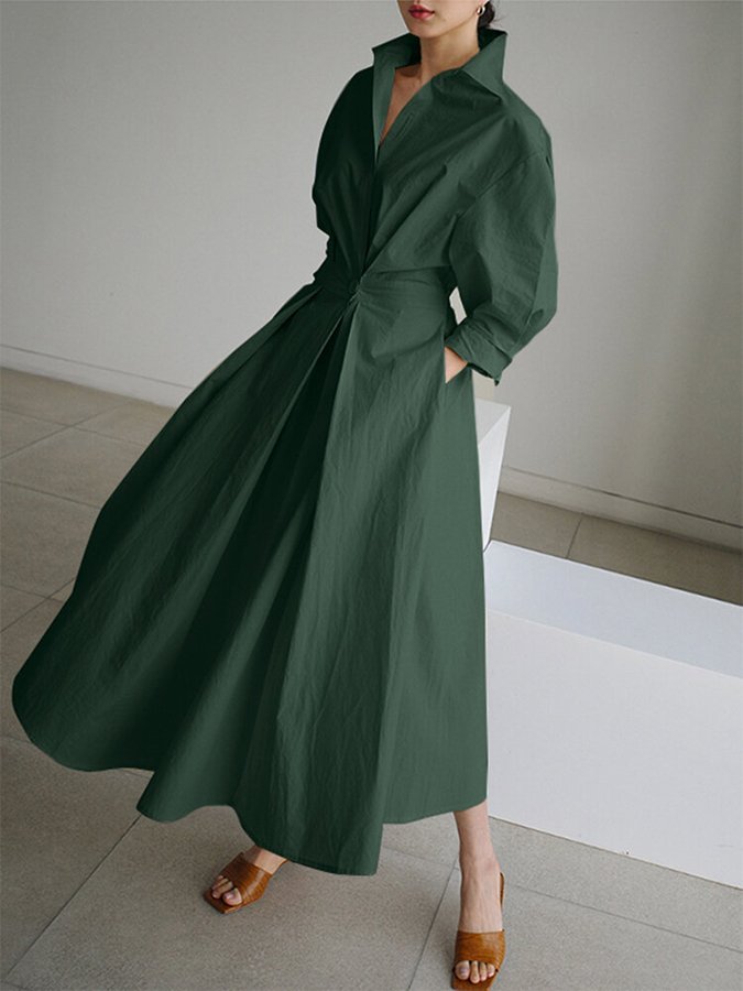 Lucie Midi Dress Women – Flattering cut with buttons and light & timeless design