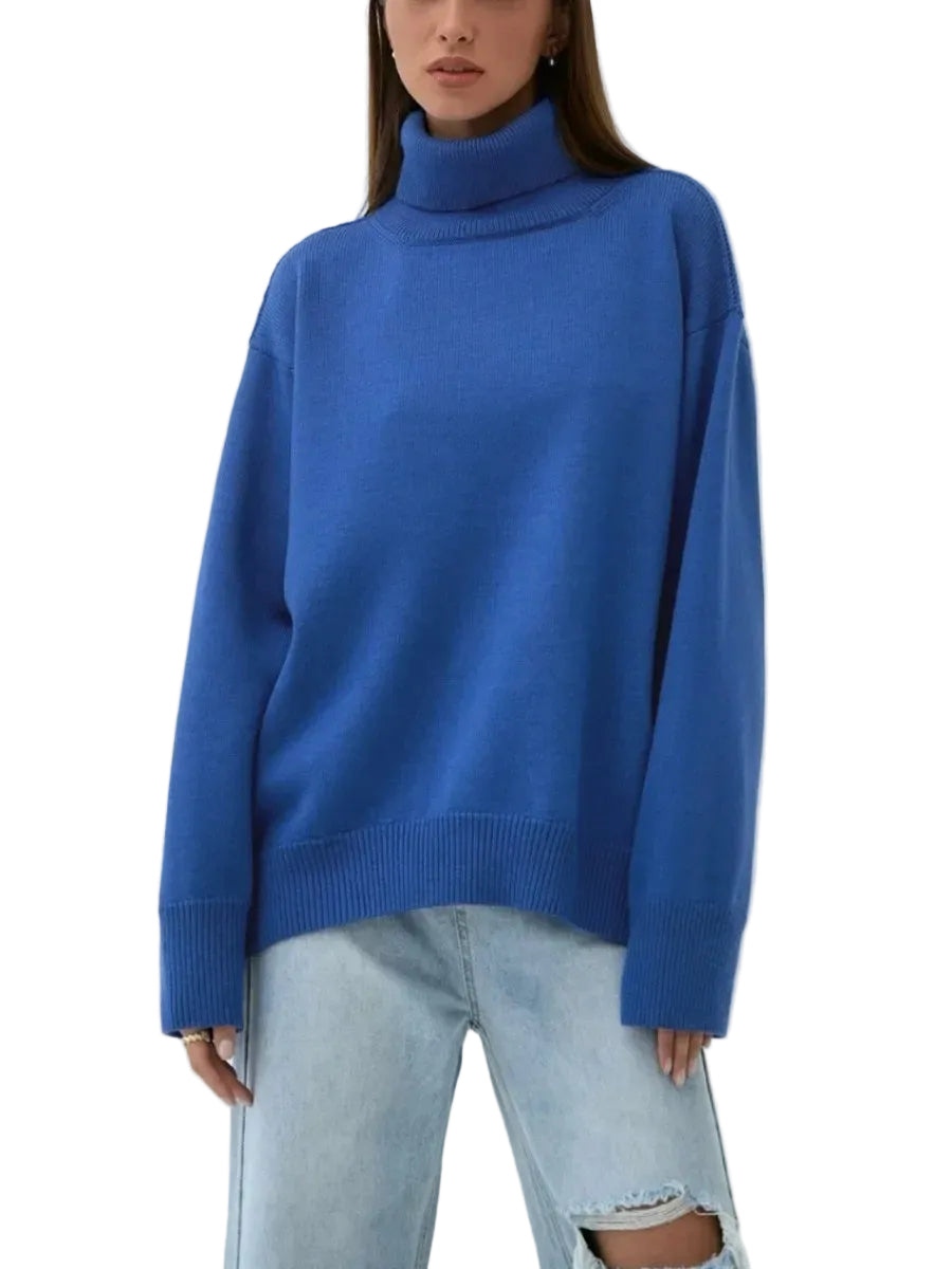 Elise Pull Col Roulé Oversize Femme – Pull en Maille Douce et Chaude au Style Intemporel