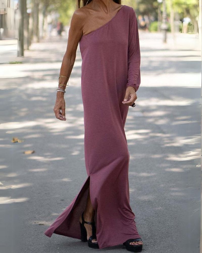 Misty Robe Bohème Femme – Asymmetrischer Schnitt Einzige Schulter & Leichter Stoff Knitterfrei
