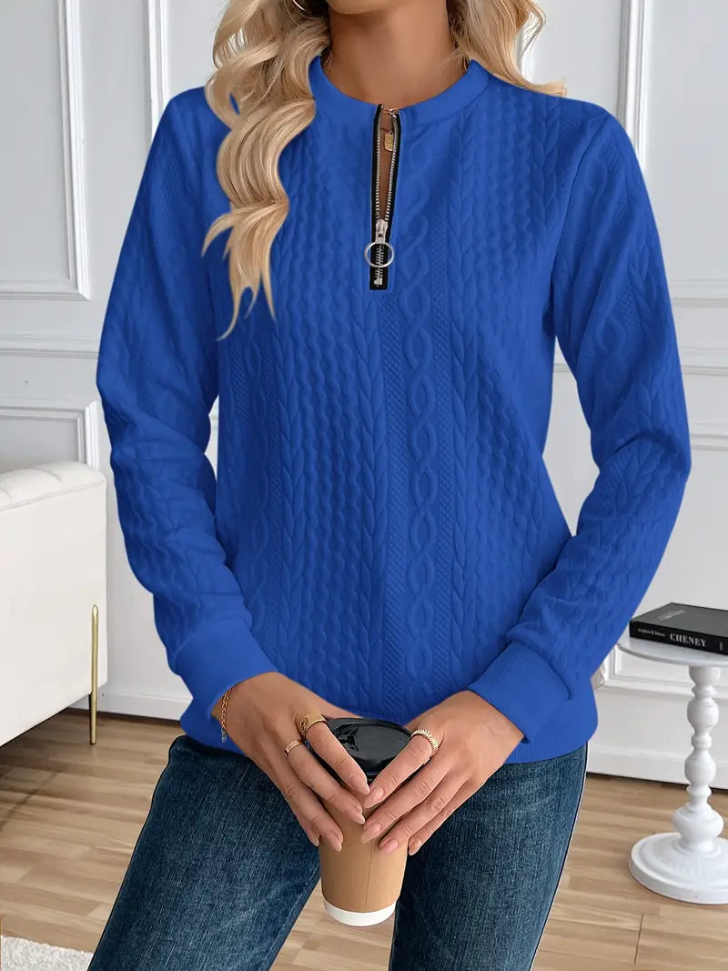 Margaux Sweat Femme Hiver – Komfortabel strikket lynlåstrøje med elegant design