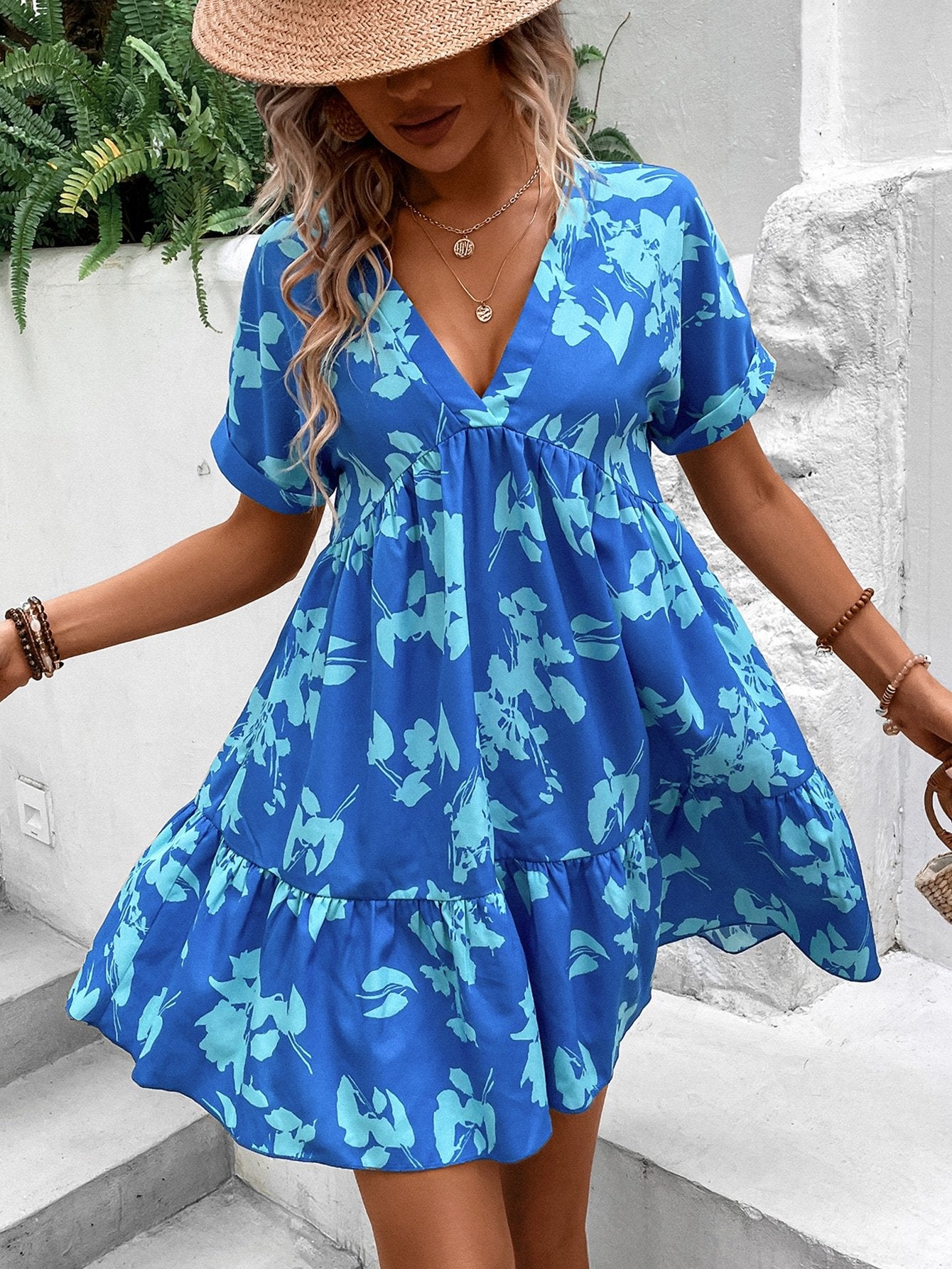 Aurora Zomerse Jurk Dames – Lichte Jurk met Vleermuismouwen, Volants & Comfortabele Pasvorm