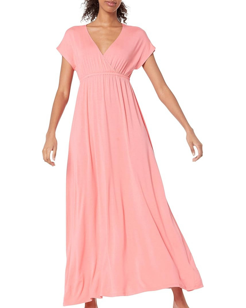 Robe Longo Feminino Risa – Decote V Cruzado, Cintura Império & Corte Fluido Confortável e Elegante