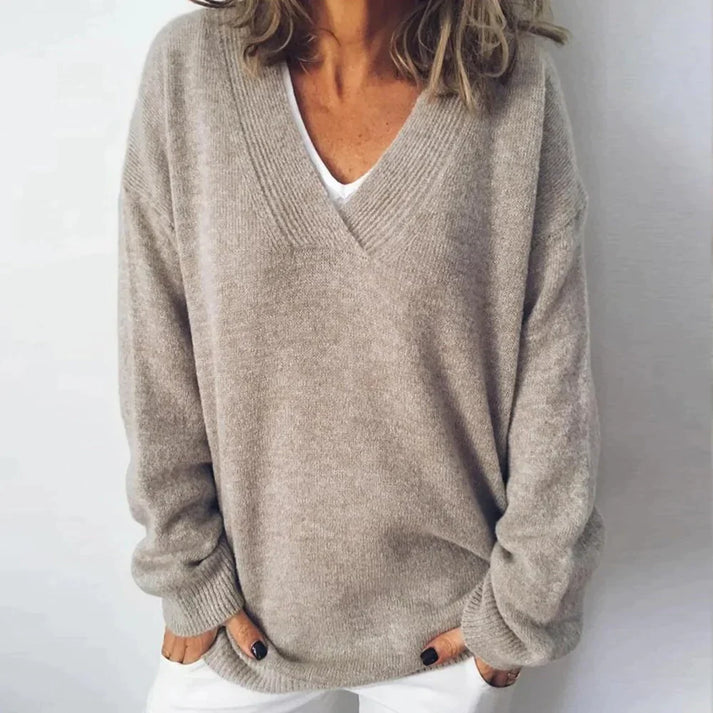 Maglione da donna Rosalie – Felpa morbida con scollo a V e maniche lunghe, comfort autunnale e invernale