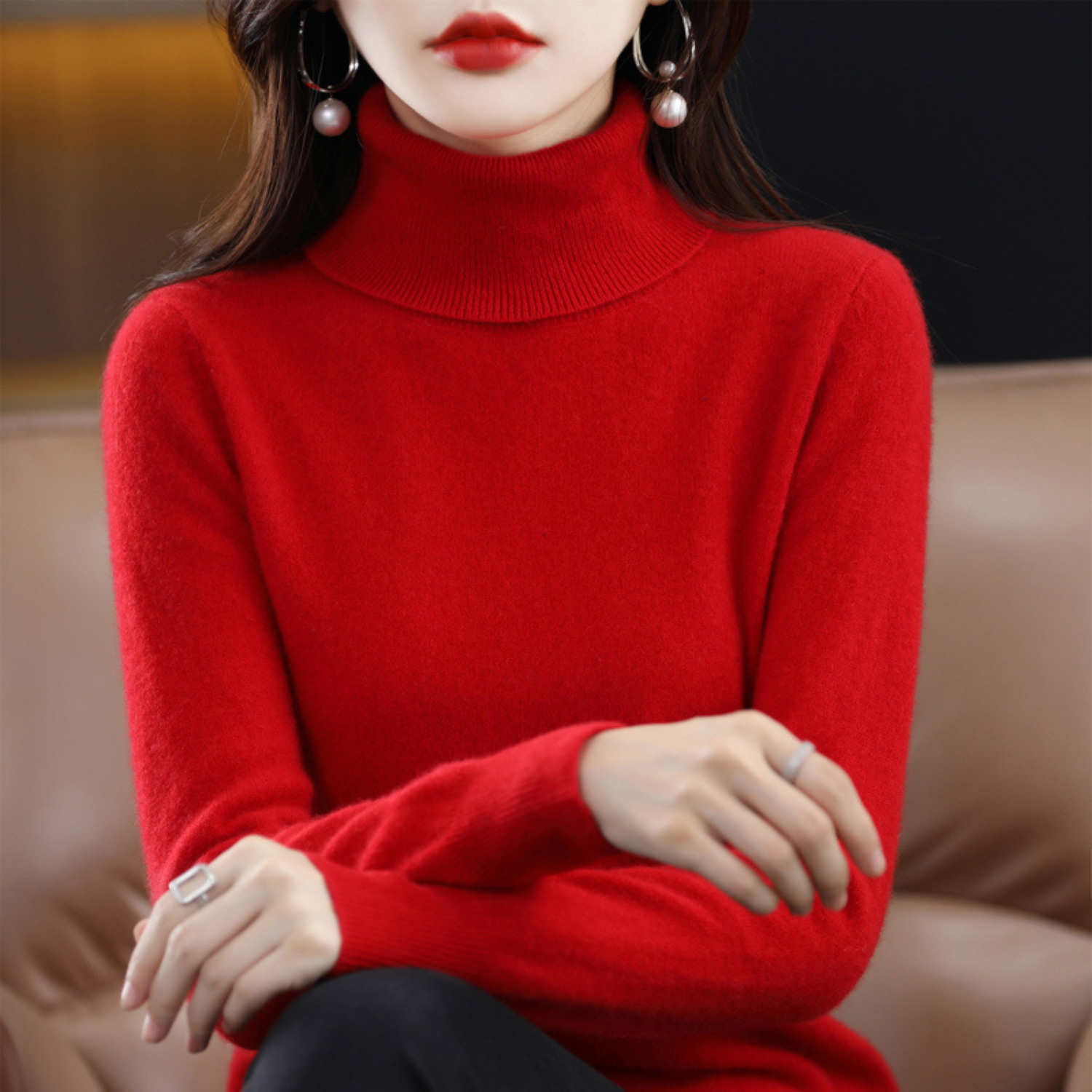 Emmie Pull Col Roulé en Cachemire pour Femme – Maille Premium Douce offrant Chaleur et Confort Léger