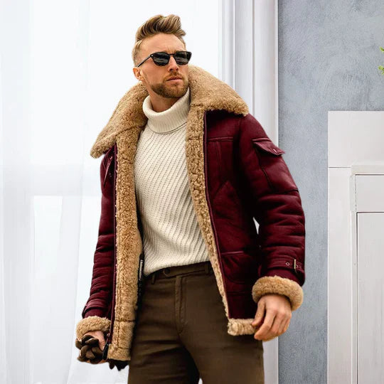 Raymond Pánska Bunda – Pevná Koža s Mäkkou Kožušinovou Podšívkou & Elegantný Štýl