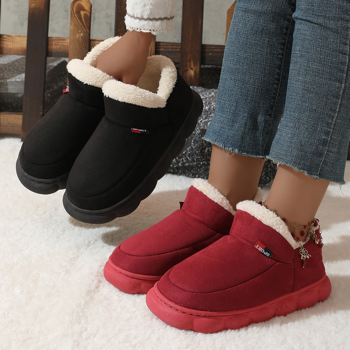 Rebecca – Plysj Plattform Sneakers for Kvinner – Myke og Varme Vinter Sko med Komfortabel Fôr