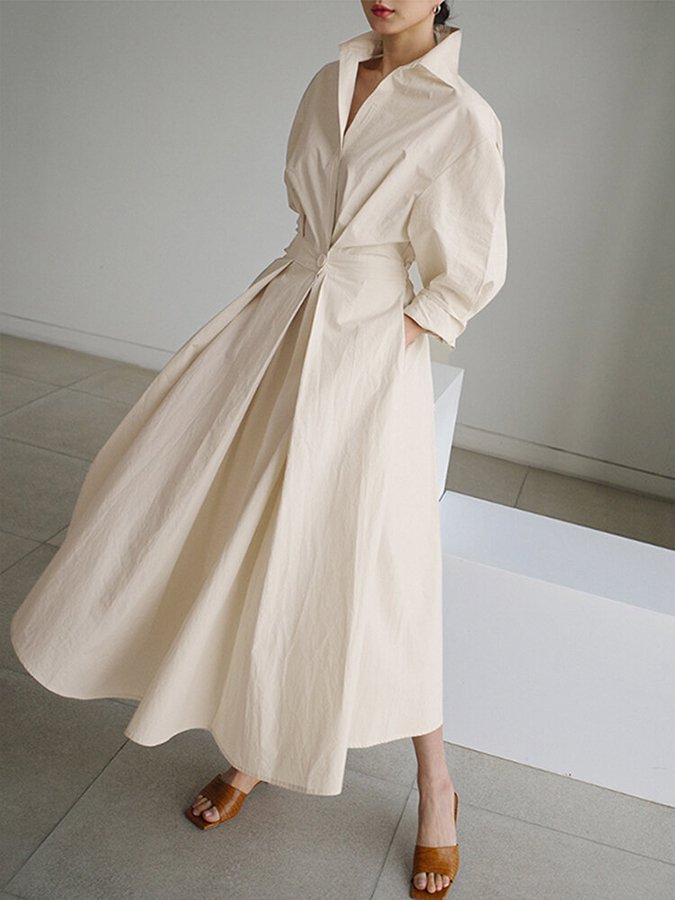 Lucie Midi Dress Women – Flattering cut with buttons and light & timeless design