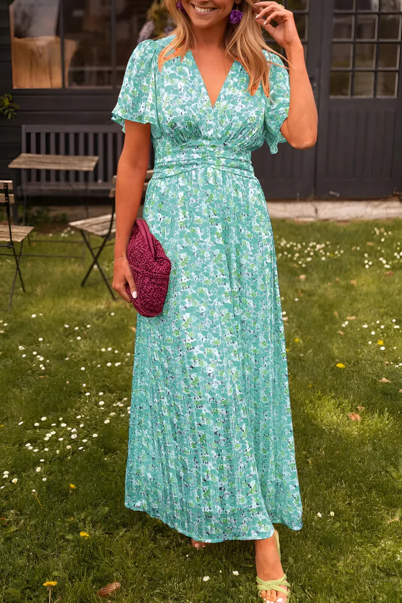 Elisa Jurk Fleurie Dames – Mouwloze Vloeiende Jurk met Getailleerde Taille voor Lente & Zomer