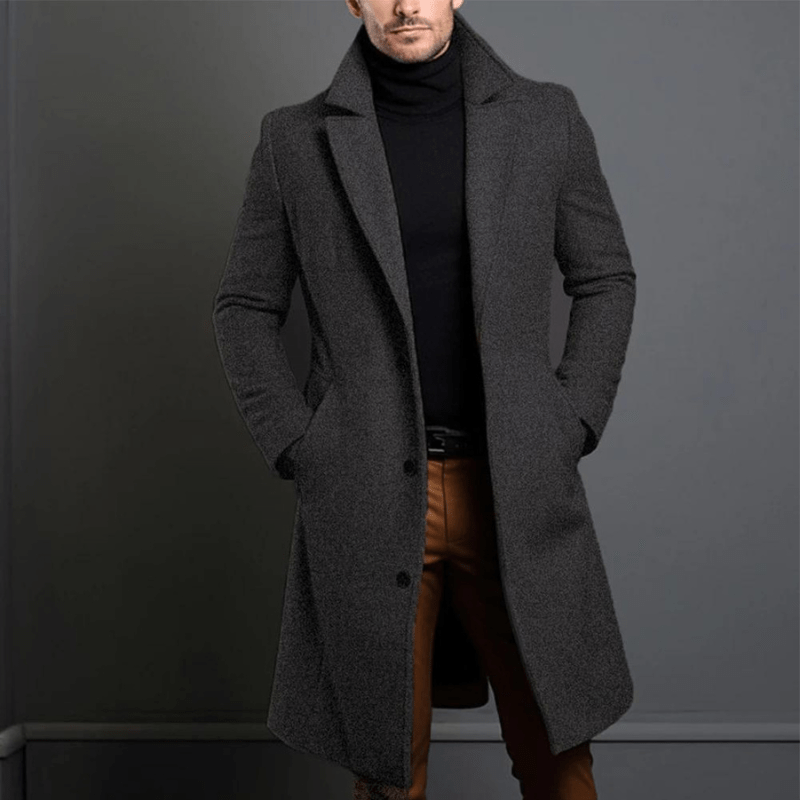 Edward Casaco de Inverno Comprido para Homem – Casaco Isolado Quente de Estilo Trincheira com Corte Clássico e Elegante