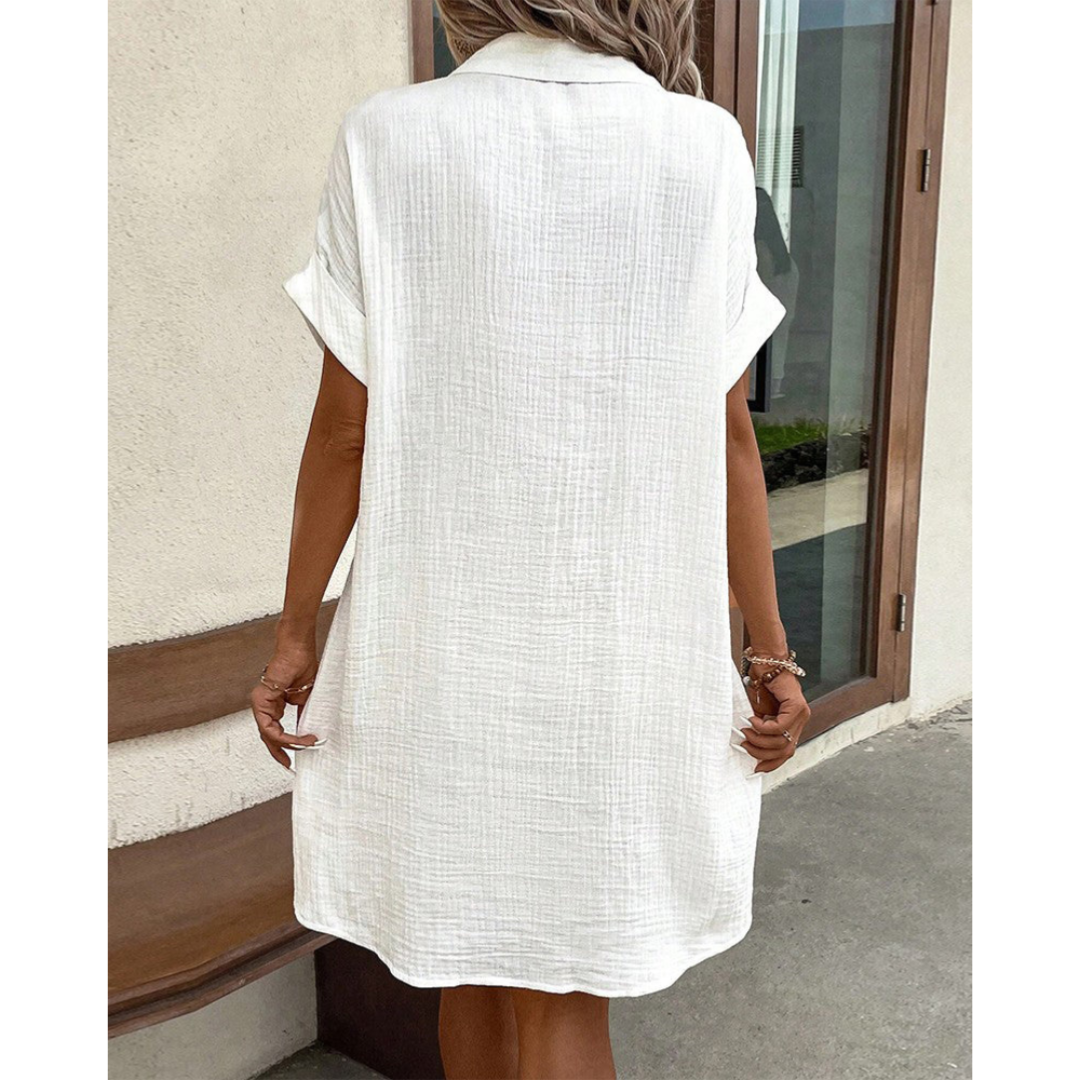 Rochie cămașă femei Gabriele – Rochie elegantă de vară cu talie marcată și croială aerisită