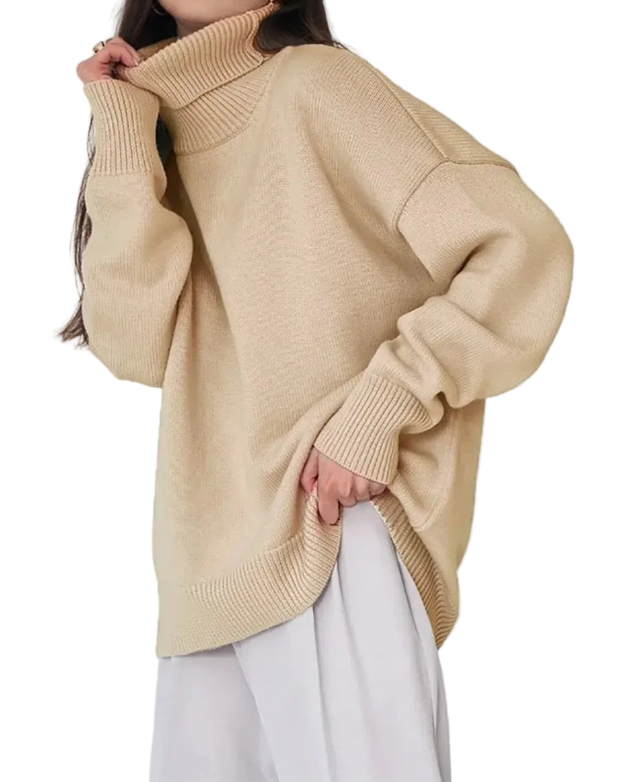 Elise Pull Col Roulé Oversize Femme – Pull en Maille Douce et Chaude au Style Intemporel