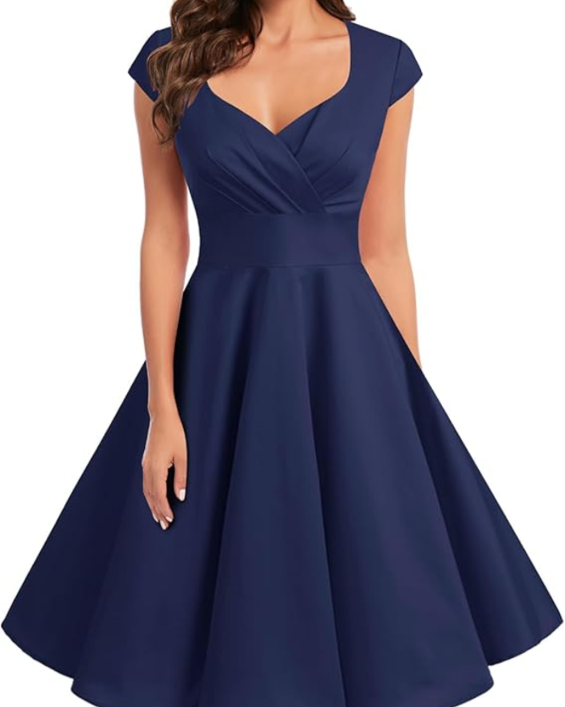 Gwen Vintage Damenkleid – 50er Jahre Stil, V-Ausschnitt & Elegante Knielänge